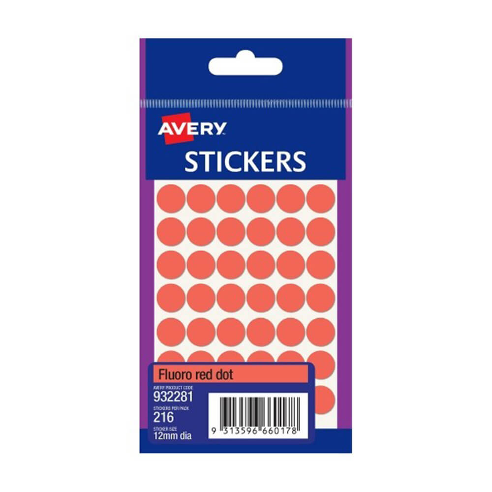 Avery 12mm pricketikett (paket med 10)