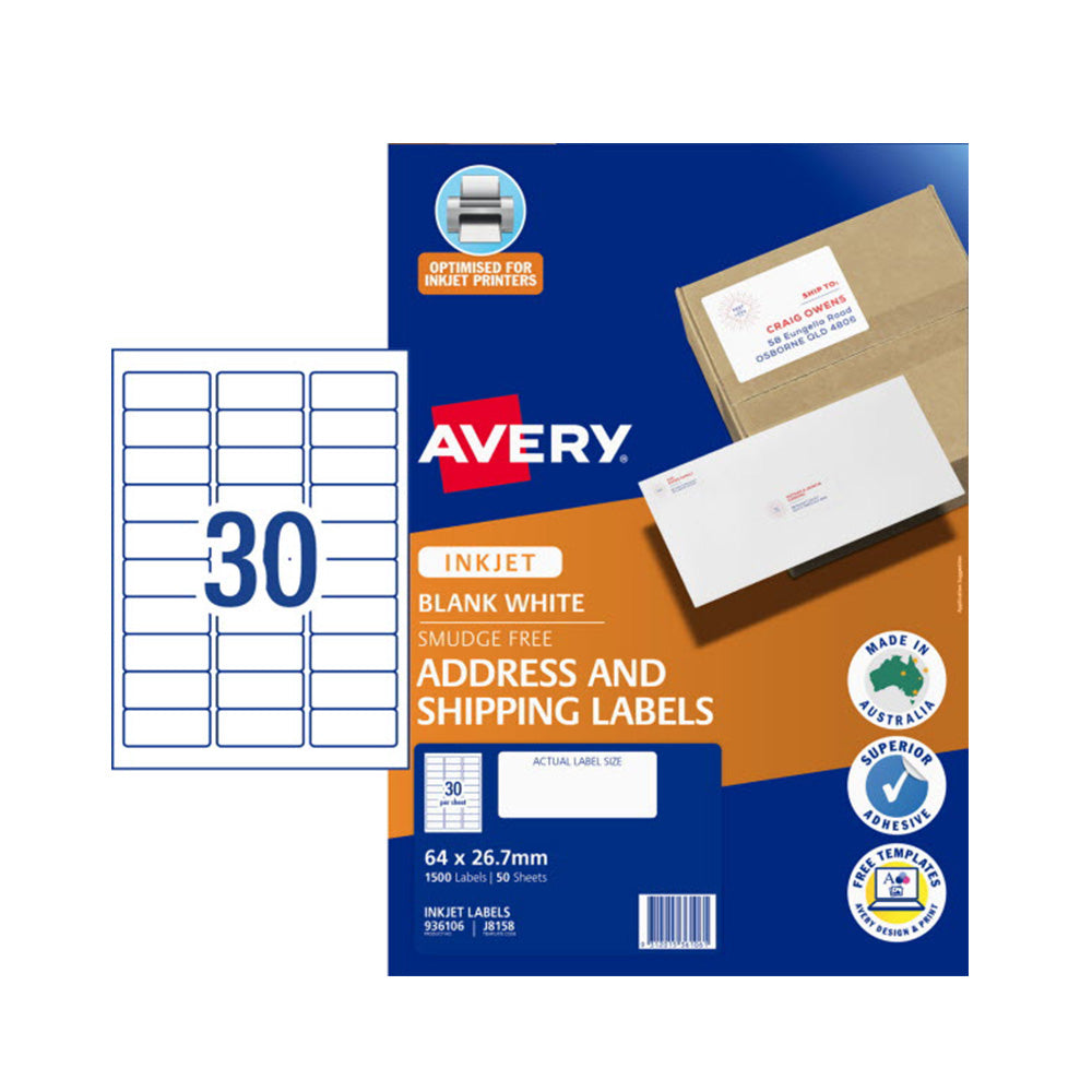 Avery Quick Peel Ink Jet Label de direccionamiento 50pcs