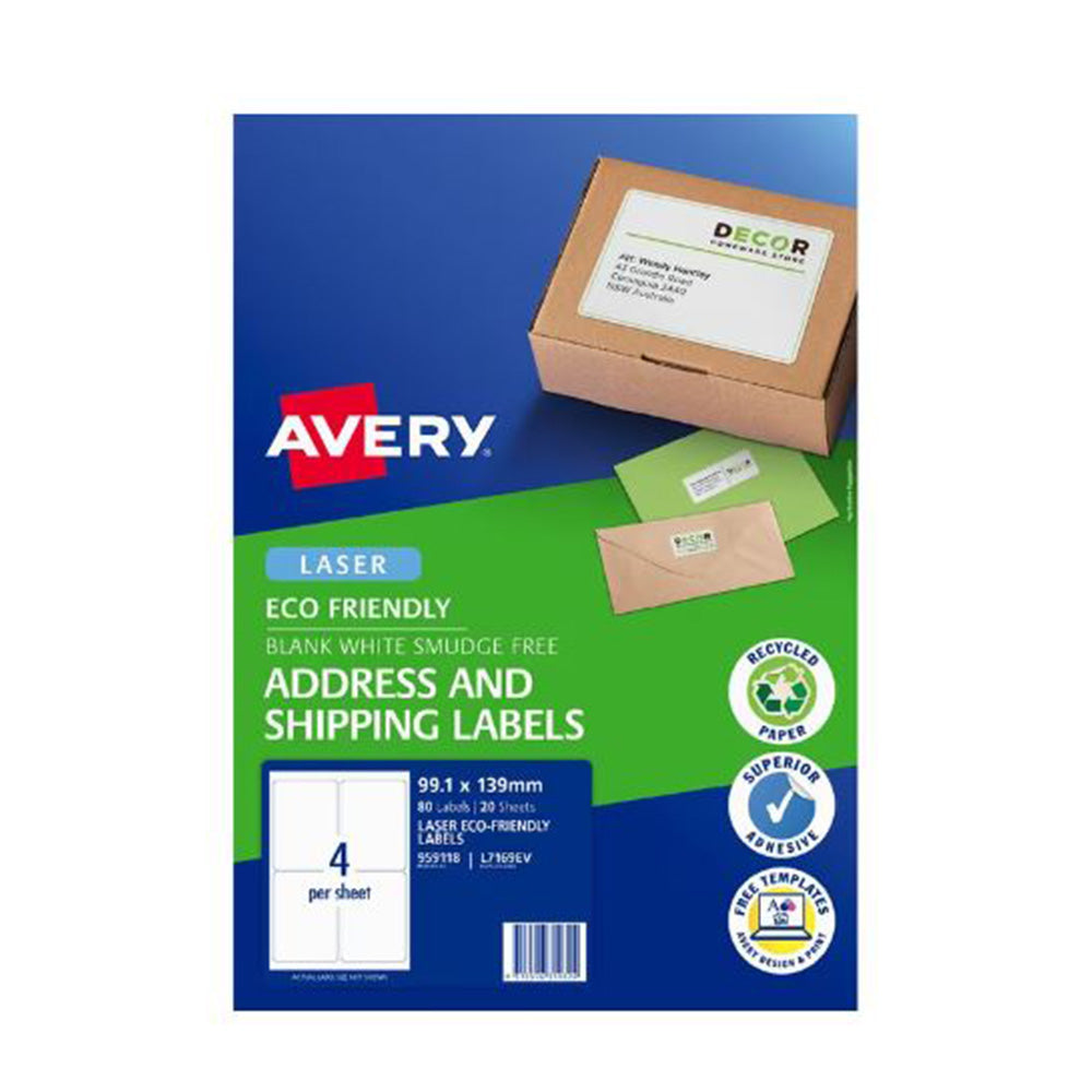 Avery Laser ECO Friendly Shipping Etichetta 20pcs