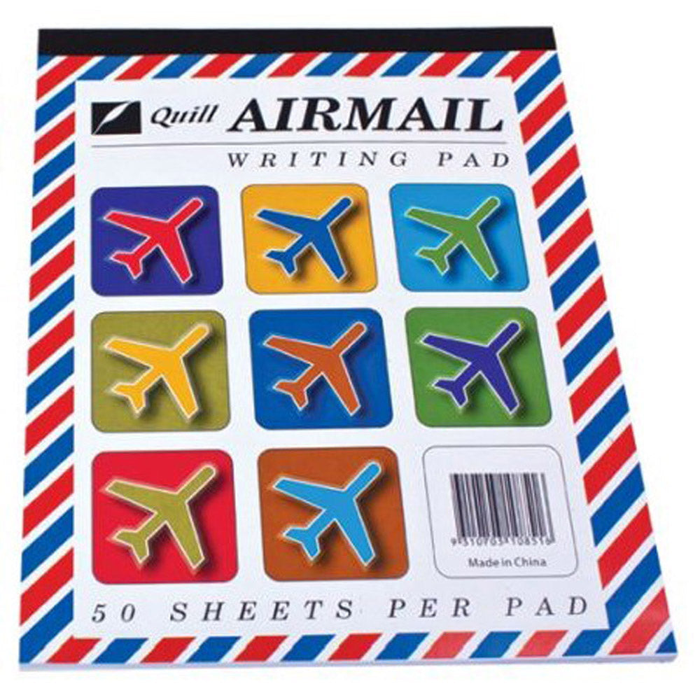 Quill Airmail 50-Leaf styrede skrivepude 10pk