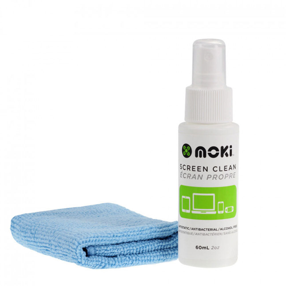 Moki skärmrengöringspray med mikrofiber trasa