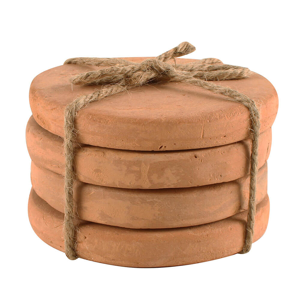 Caharin Terracotta Coasters med Stoppers sett med 4