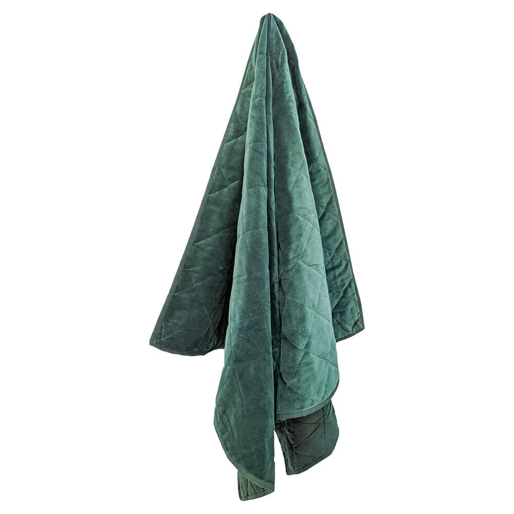 Tiffany Quilted Velvet Cotton Throw Dark Green (200x130cm)