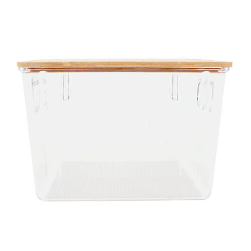 Storage Basket with Bamboo Lid (Clear)