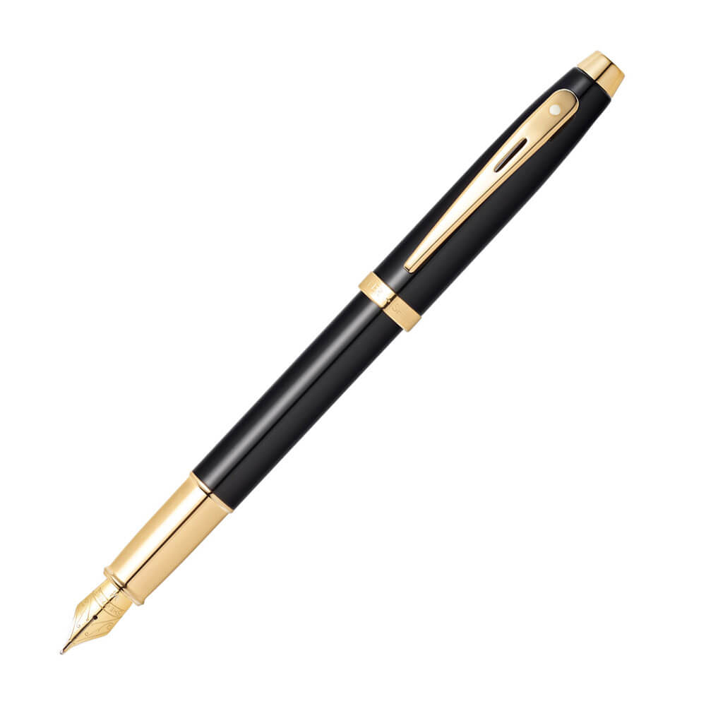 Sheaffer 100 laca preta com caneta -tinteiro dourado