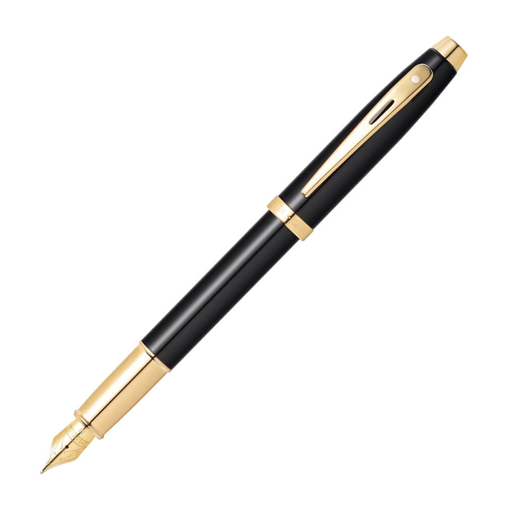 Sheaffer 100 sort lak m/ guld fountain pen