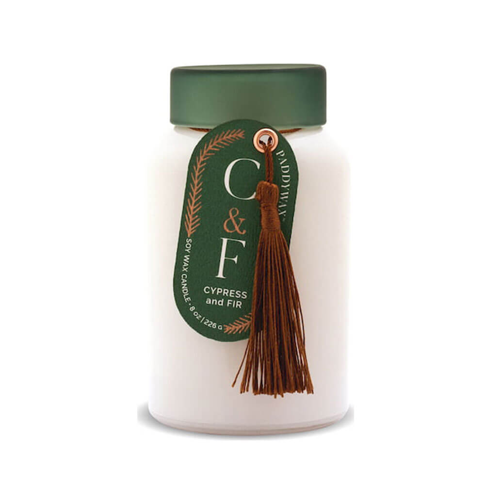 Cypress & Fir Candle z ciemnozieloną pokrywką 8 uncji