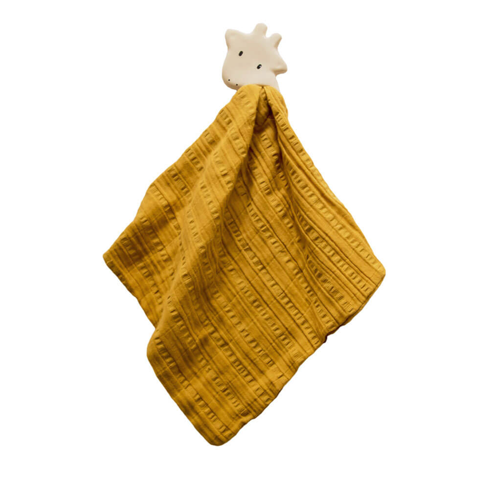 Tikiri gummi teether med en muslin dyne