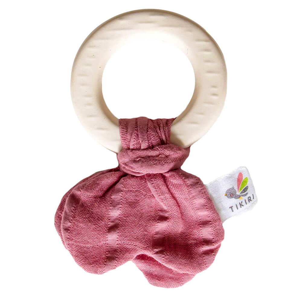 Tikiri naturgummi teether med muslin slips