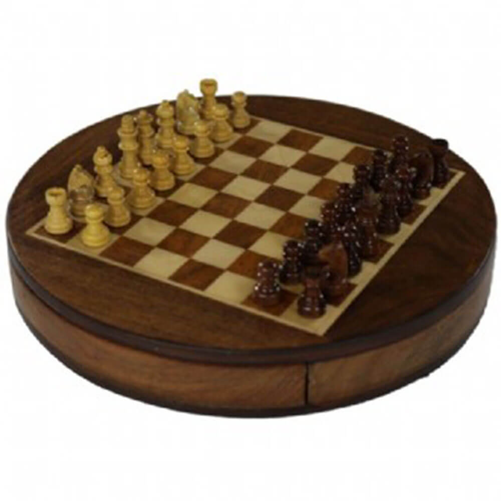 Beyton Magnetic Round Acacia Chessセット