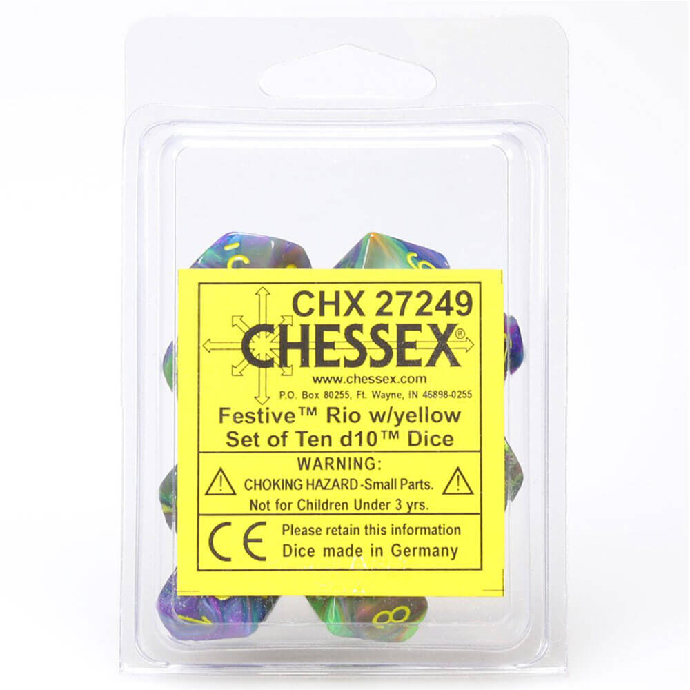 Chessex D10 Polyedral 10-Die feestelijke set