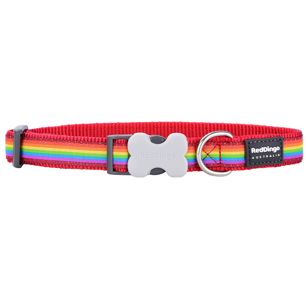  Hundehalsband mit Regenbogen-Design (Rot)