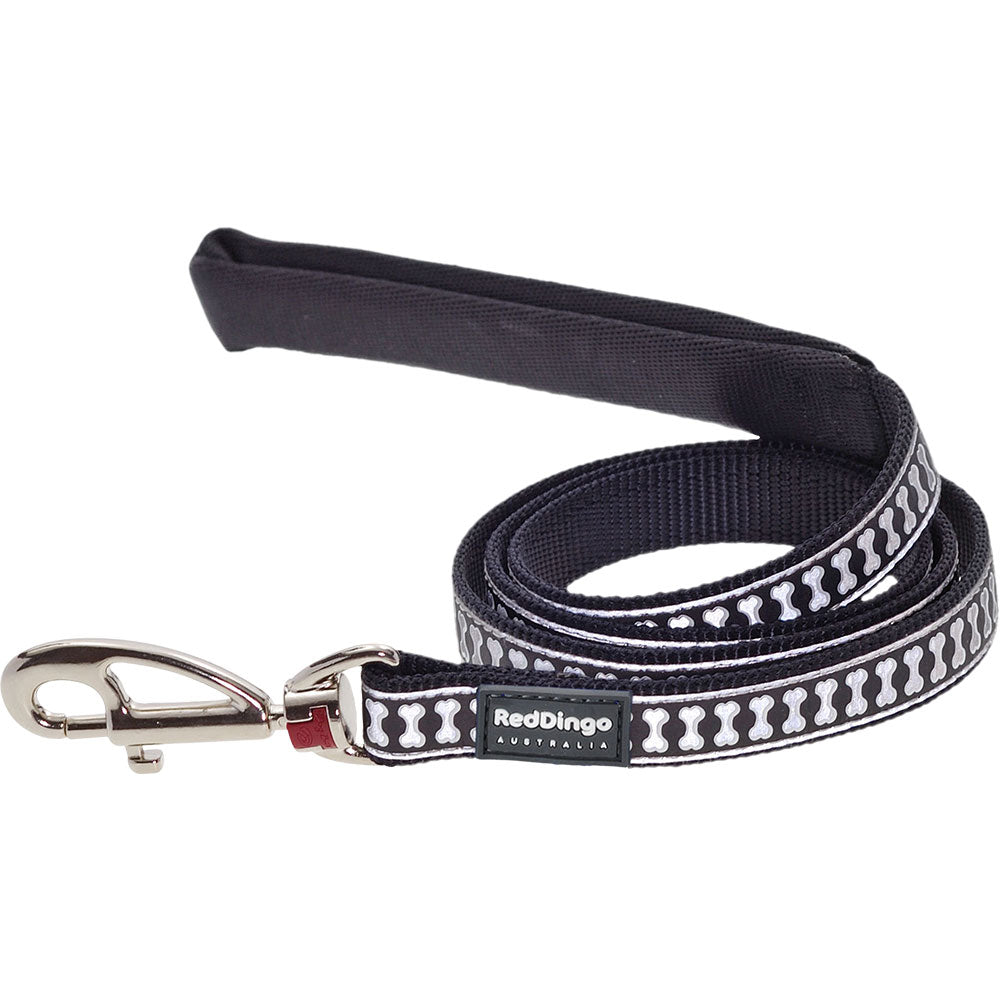 Reflecterende Bones Dog Lead (zwart)