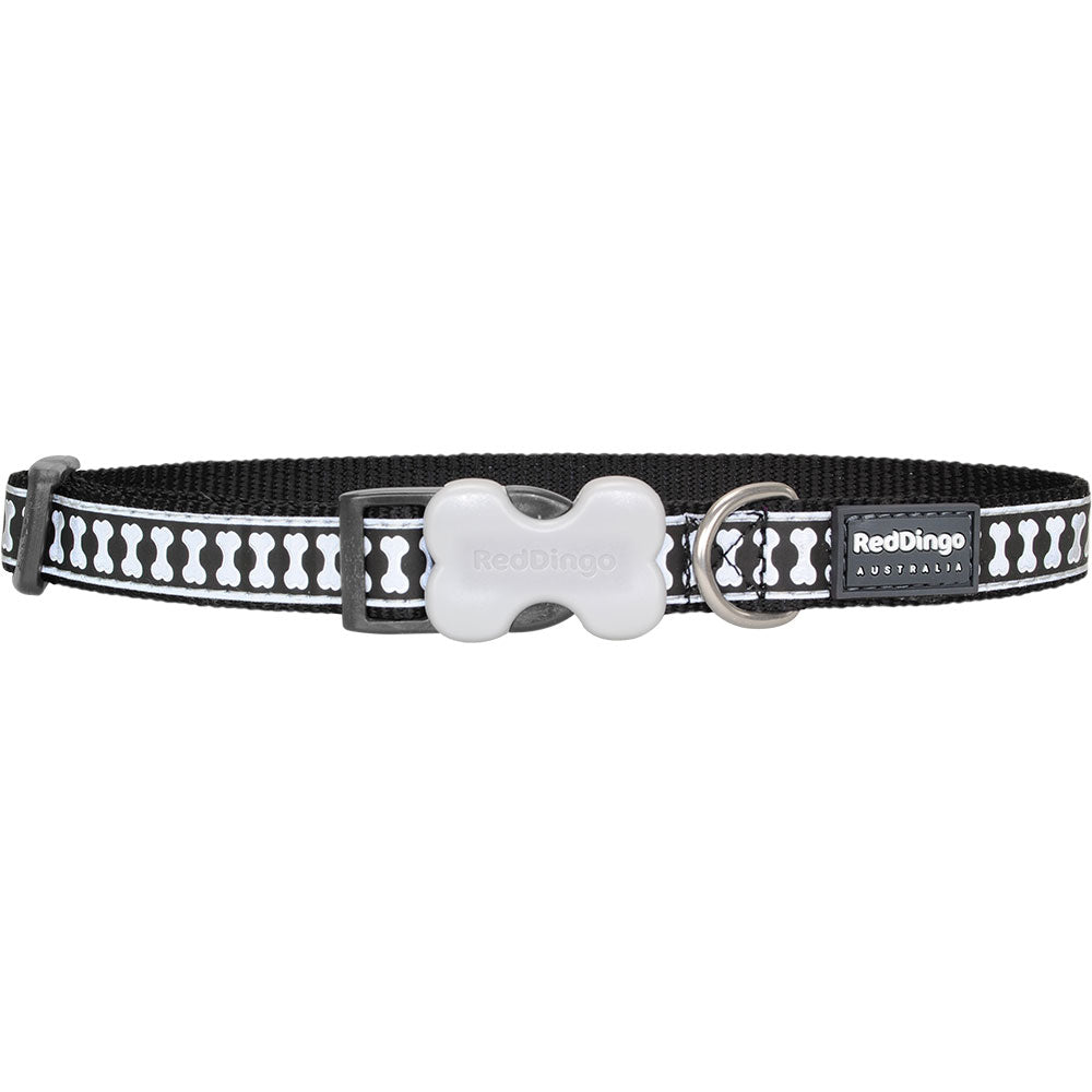 Collar de perros con diseño de huesos reflectantes (negro)