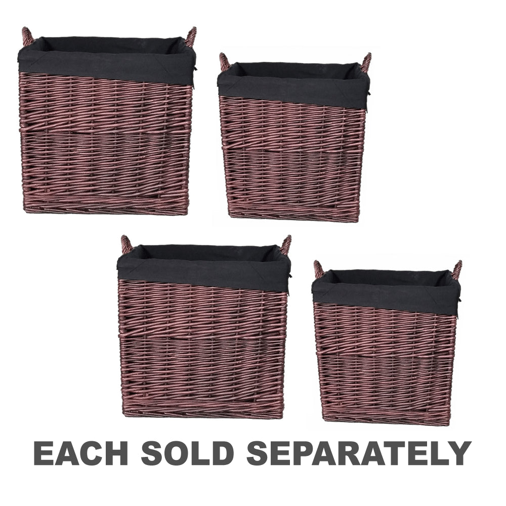 DarkTan Wicker Wood Storage Basket Set of 2