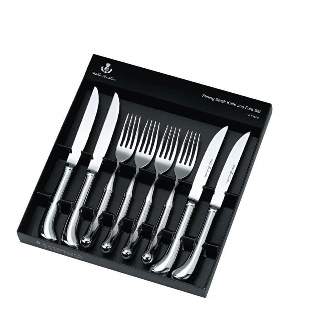 Wilkie Pistol Steak Knife and Fork 8pcs