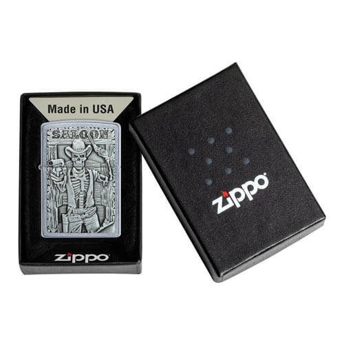 Zippo Skeleton Saloon Street Chrome Lighter