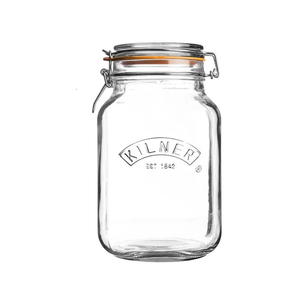 Jarner Kilner Clip Top Square Jar (Clear)