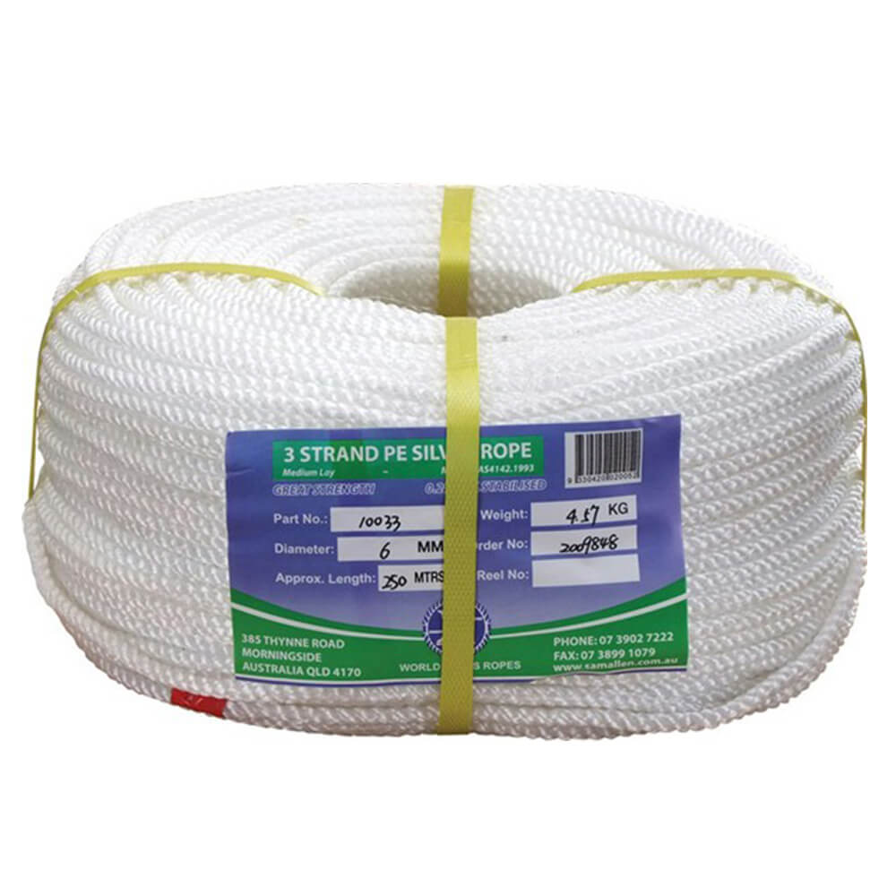 Standard Silver White Rope 100m Roll