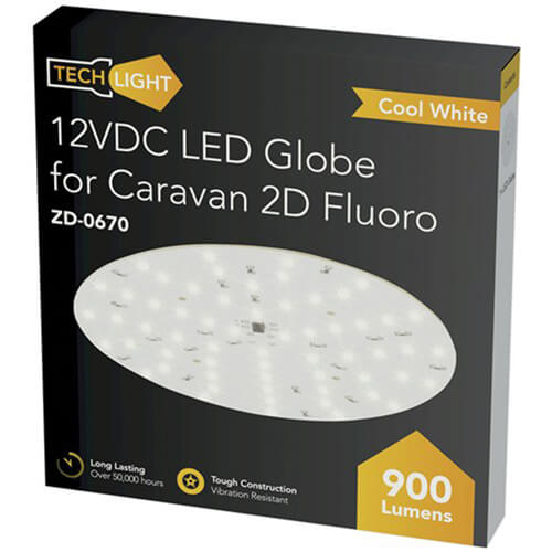 LED Replacement for Caravan 2D Flouro Globe (12VDC White)