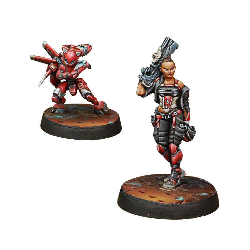 Infinity Nomads Miniatures Carlota Kowalsky and Moriarty