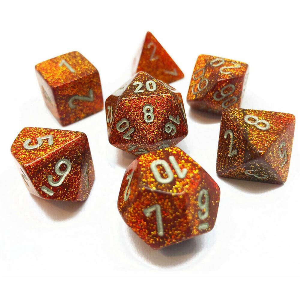 D7 Die Set Dice Glitter Polyedral (7 dobbelstenen)