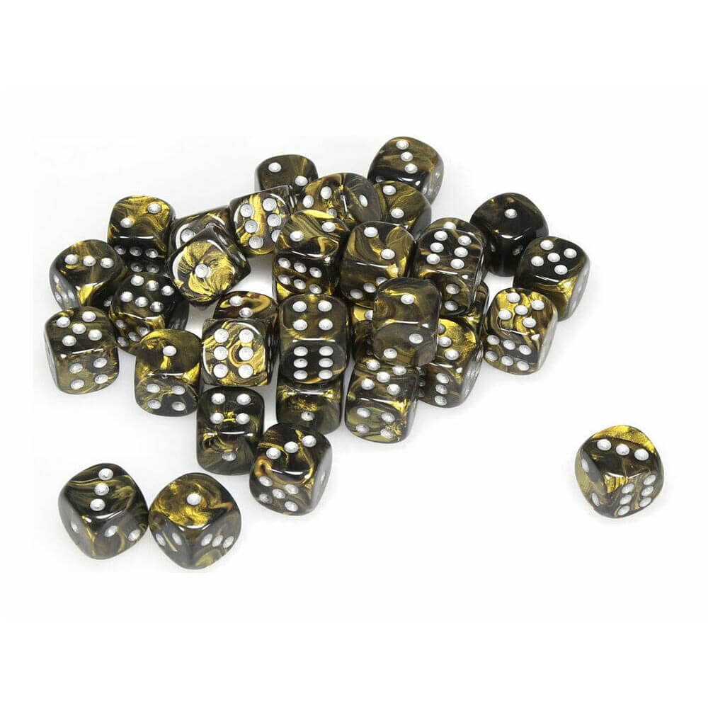 D6 Dice Leaf Black Gold / Silver