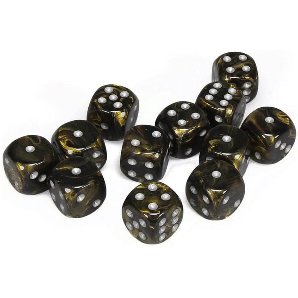 D6 Dice Leaf Black Gold / Silver