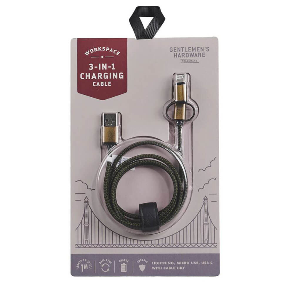 Gentlemens maskinvare 3-i-1 ladekabel