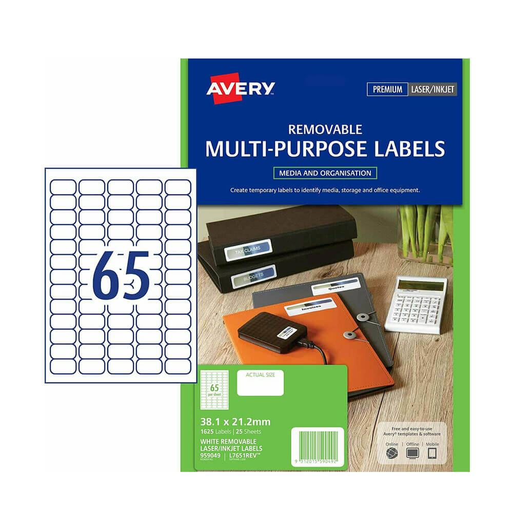 Avery Laser Address Label 25pk (65/ark)