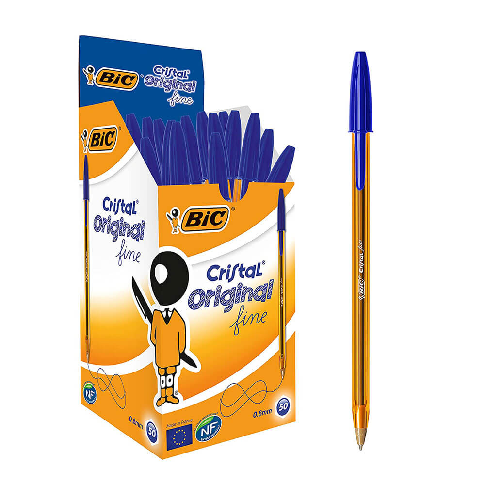 Bic cristal original fin ballpenn 0,8mm 50pk