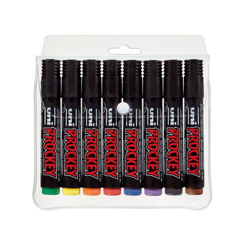 Uni Prockey Permanent Marker Assorted (Wallet of 8)