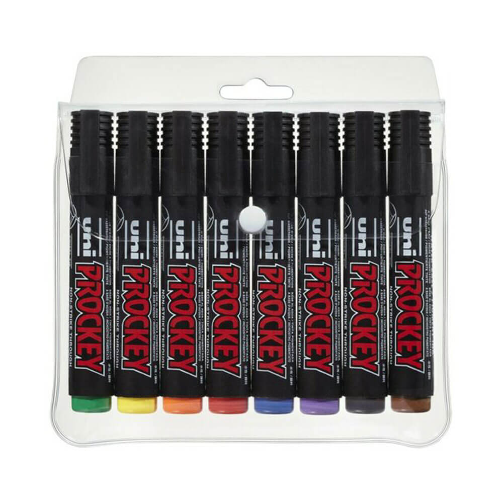 Uni Prockey Permanent Marker Assortered (tegnebog på 8)