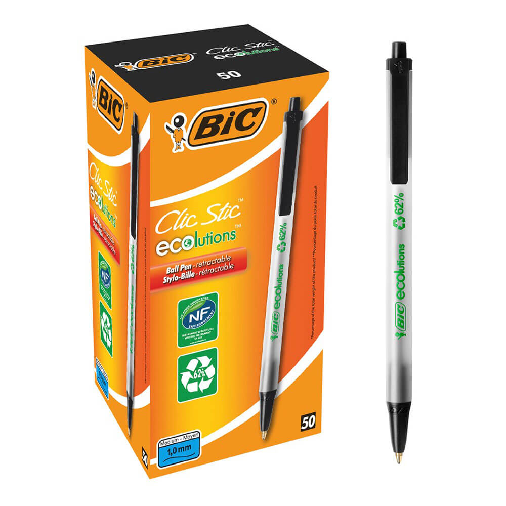  Bic Ecolutions Clic Kugelschreiber 1,0 mm (50 Stück)