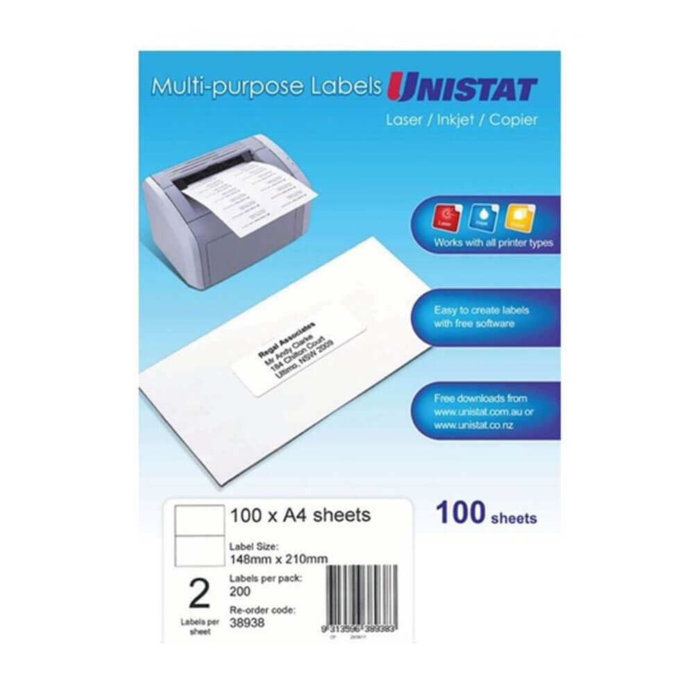 Unistat Laser/Jato de Inimiga/Copiadora Rótulo 100pk