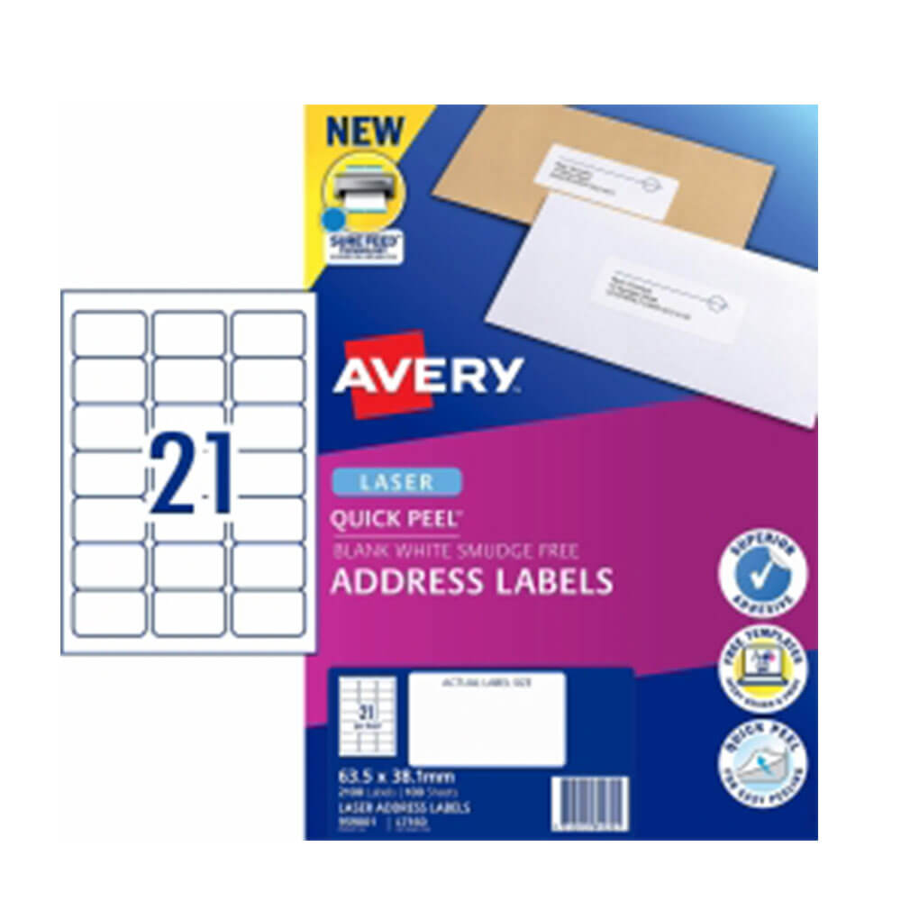 Avery laseradresse label White (100pk)