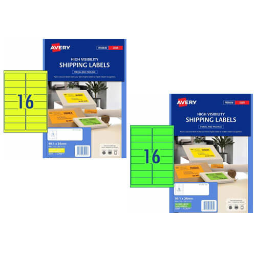 Avery High Visibility Shipping Label 25pk 16/sheet