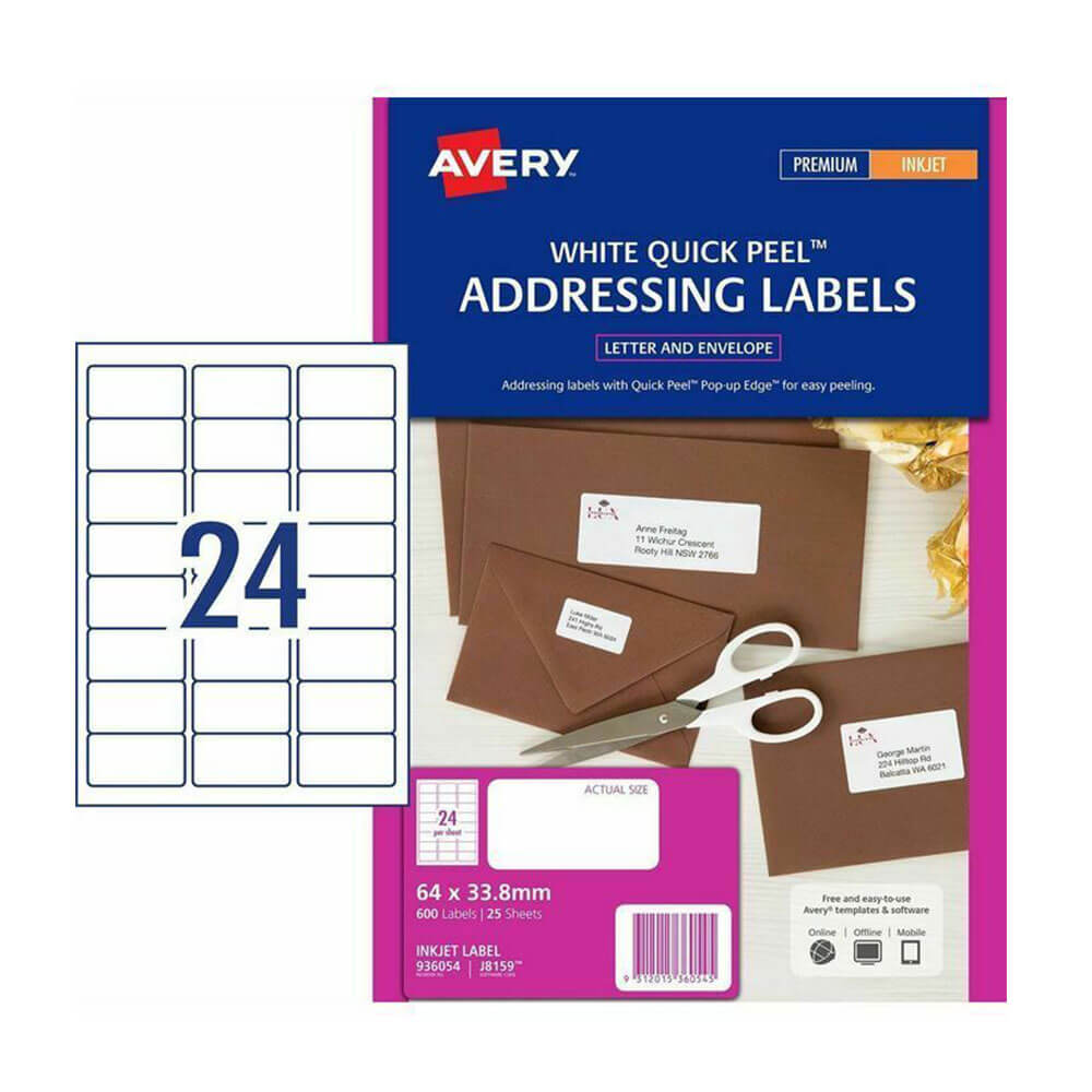 Avery Inkjet Adresse -etikett (25pk)