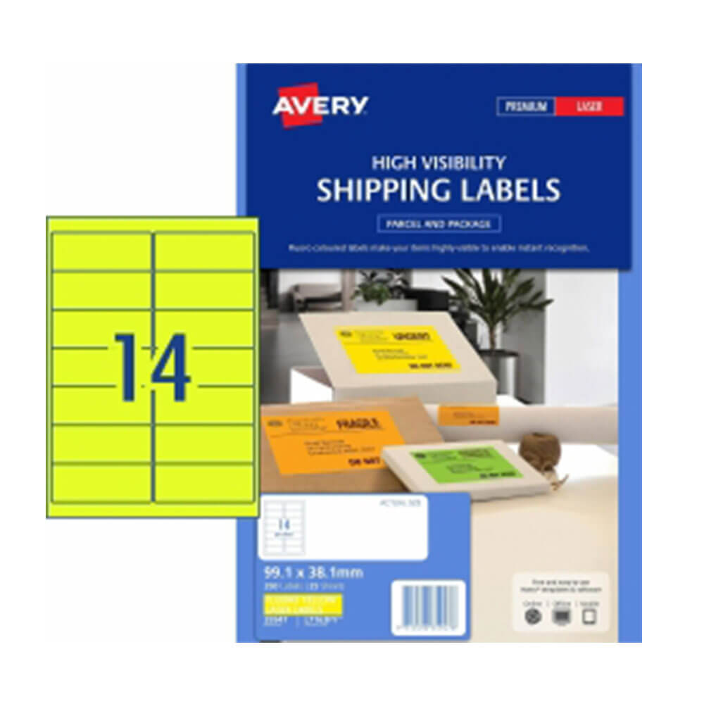 Avery High Visibity Shipping Etykieta 25pk 14/arkusz