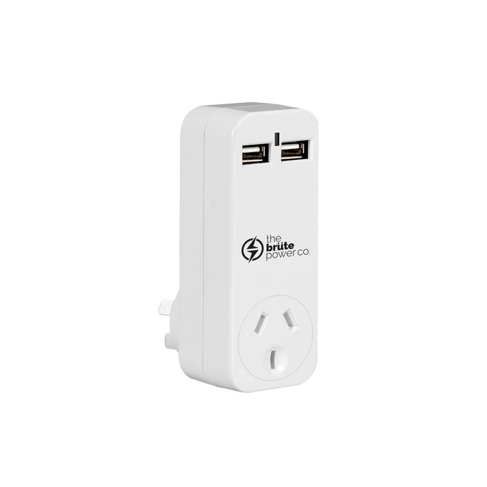 Brute Power Co. One Socket Adapter (White)