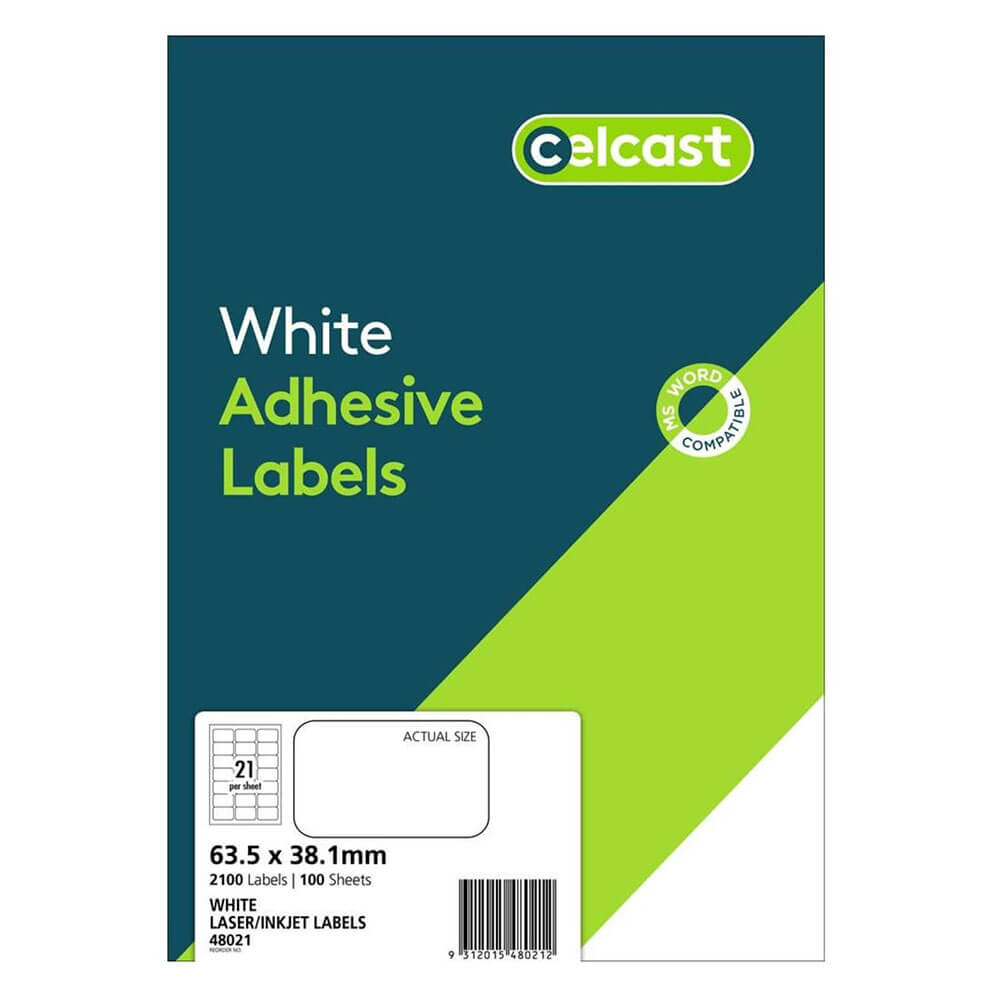 Celcast Laser/Inkjet Labels White (100pk)