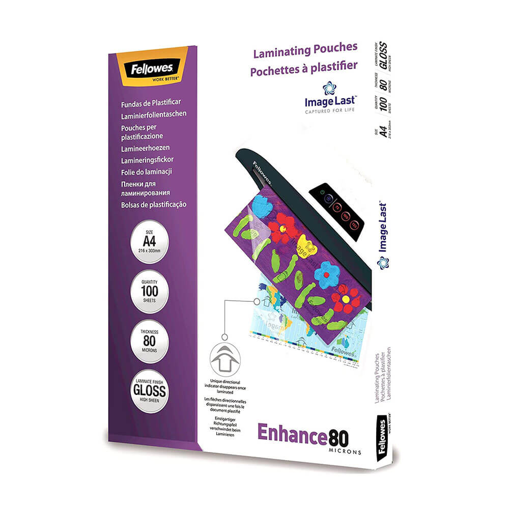 Borse di laminati di Fellowes 80 micron A4 100pk