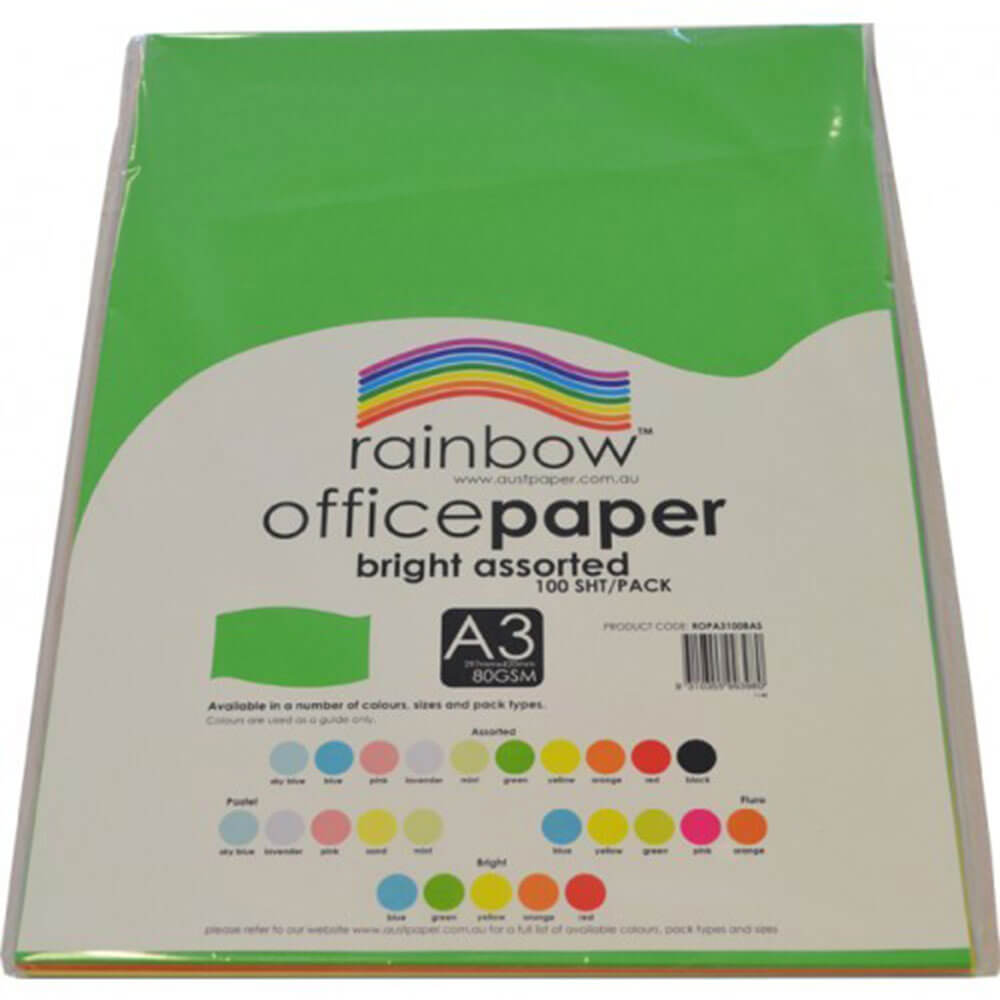 Rainbow Office Paper 100pk 80GSM (helles Maß)