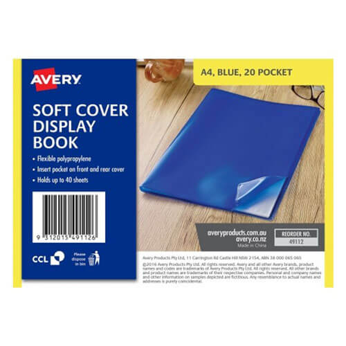 Avery Soft Cover Display Book 20-pocket A4 (Blue)