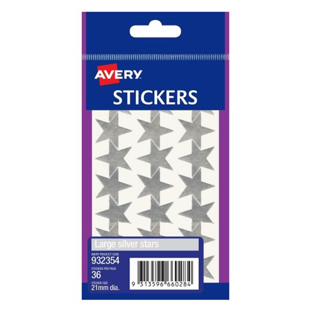 Avery F/P Silver Stars Label (paket med 10)